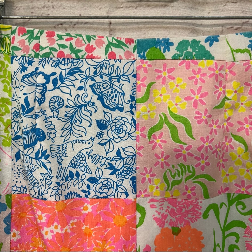 Vintage 70s Lilly Pulitzer Patchwork Midi Skirt Sz 10 Floral Bunnies Berries - Picture 11 of 16